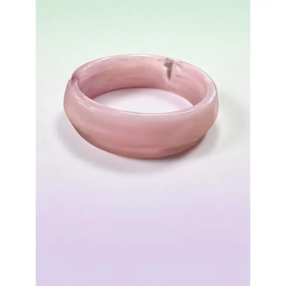 Vintage Made in Italy Pink Marbled Lucite Bangle Bracelet Mod Chunky 10